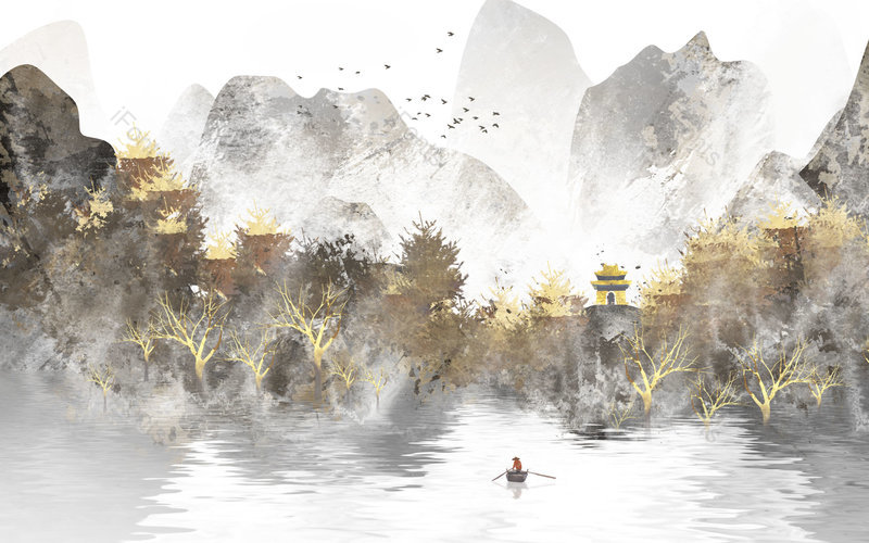 中国风手绘风景山水插画背景设计,插画/手绘图,插画/手绘图库,插画/手绘图下载,插画/手绘